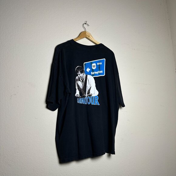 VTG Rick Springfield Graphic Tee Shirt Band Punk Karma Tour Men XXL Black 90s - Picture 2 of 13